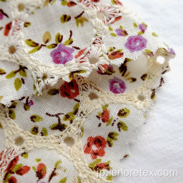 綿100％の花の印刷のポプリンアイレット刺繍生地